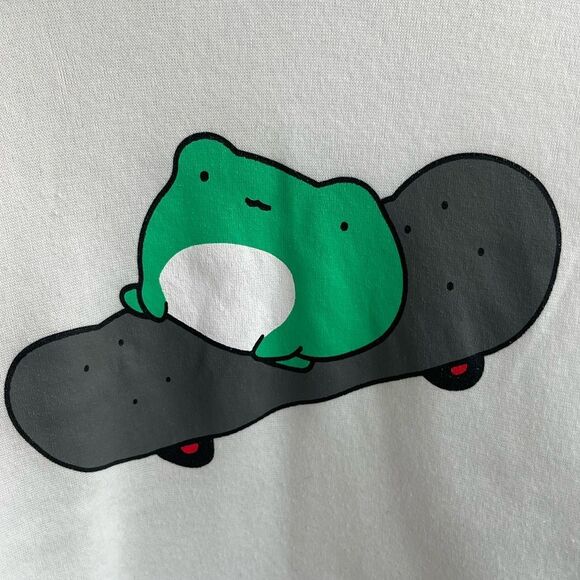 🌴 Cute Frog Skateboard Hoodie White Gray Size M - Picture 5 of 9